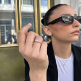 Μονόπετρο δαχτυλίδι λευκόχρυσο με διαμάντια - WDX105