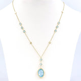 Χρυσό κολιέ με ορυκτές πέτρες London blue Topaz