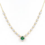 Κολιέ χρυσό με ορυκτή πράσινη πέτρα Swarovski