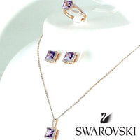 Ροζ χρυσό σετ Swarovski - Orange - Kosmima