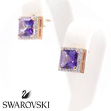 Swarovski ροζ χρυσά σκουλαρίκια